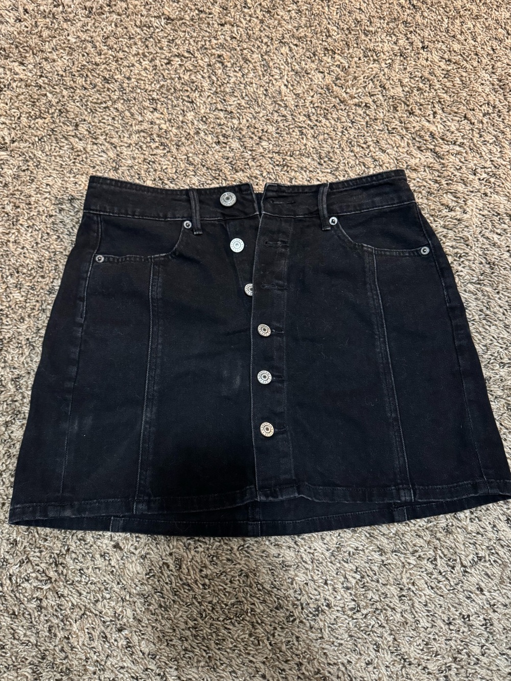 American Eagle Outfitters Black Button-Front Mini Skirt